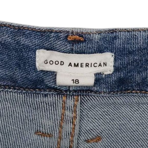 EUC Good American Good Straight Frayed High Waist Ankle Straight Leg Jeans Sz 18 - Picture 5 of 10